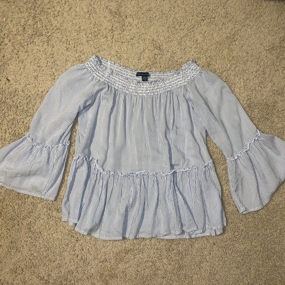 striped off the shoulder top